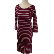 Isabel Maternity Womens S 3/4 Sleeve Dress Burgundy White Stripes Stretch Knit - £10.04 GBP