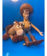 Vintage Disney Pixar Thinkway Toy Story Woody Pull String 15” Works & Bullseye - $39.59