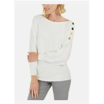 JM Collection Womens L White Dolman Sleeve Button Trim Sweater NWT H39 - £23.49 GBP