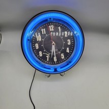 Sterling & Noble 11" Neon Vibrant Blue Neon Analog Wall Clock Tested & Works  - $25.74