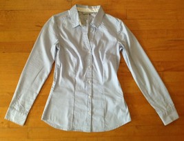 H &amp; M Shirt Blouse Blue &amp; White Striped Women&#39;s Size 4 - £15.46 GBP