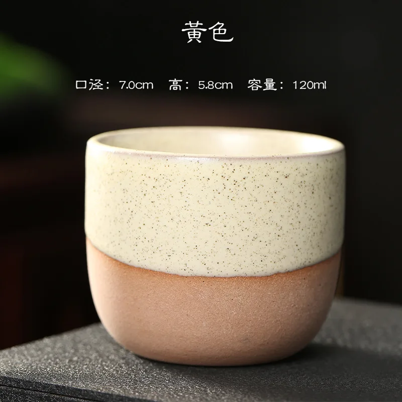 120ML Stoneware Retro Chinese Tea Cup Round Color Block Mug Capacity: 12... - $7.88