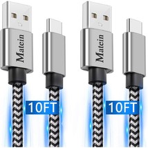 Usb C 3A Fast Charging Cable, 2 Pack 10Ft Extra Long Durable Braided Usb Type C  - £14.93 GBP