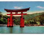 o-Torii Shrine Gate Miyajima Hiroshima Giappone Unp Continental Cartolin... - £5.60 GBP