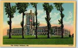 City College Baltimore Maryland Vintage Linen Postcard - £6.97 GBP
