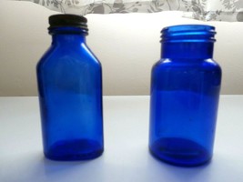 2 BLUE COBALT BOTTLES MILK MAGNESIA AND ANOTHER UNBRANDED BOTTLE-L@@K! - £4.85 GBP