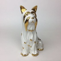Vintage Capodimonte Porcelain Dog Figurine White Gold Bassano Italy  6.25” Tall - £38.95 GBP