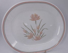 Corelle Peach Floral 12&quot; Oval Serving Platter Peach Flowers Peach &amp; Brow... - $29.69