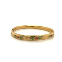 Vintage 14k Gold Filled Signed PPC Floral Enamel Baby Children Bangle Bracelet 5 - £35.80 GBP