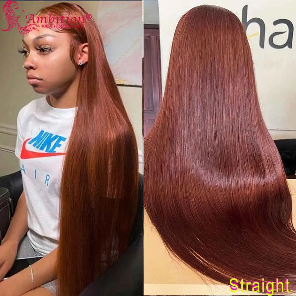 Straight 13x6 lace front wigs preplucked brown lace front wig 180 density glueless lace thumb200