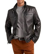 Jacket Leather Biker Mens Motorcycle Racer Men Skin Cafe Soft Vintage Bl... - $2,580.42 MXN