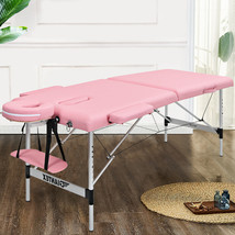 Giantex 84&quot;L Portable Massage Table Adjustable Salon Spa Bed w/ Carry Case Pink - £171.05 GBP