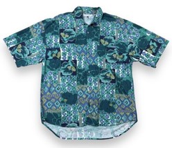 Vtg 90s Supplies By Unionbay Men’s Teal Green Button Floral Hawaiian Shi... - $24.26