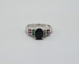 Black Stone Sterling Silver Ring Size 8 Oval Cut 925 Thailand 4.03g Pink... - $48.37