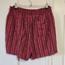 BRIGGS Red Stripe Linen Blend Pull On Shorts Women's Size M Smocked Wais... - $9.90