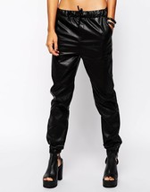Leather Pants Black Womens Lambskin Track Pants Custom made Size 0 2 4 6... - £103.40 GBP