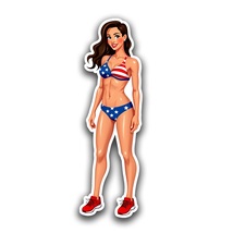 American Flag Bikini Babe Sticker Vinyl Decal Waterproof Patriot Humor - $4.50 - $18.00