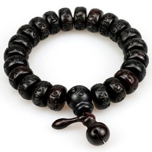 Natural Wood Tibetan Buddhist Mala Bracelet Lightning Stroke Jujube Beads Medita - £24.61 GBP