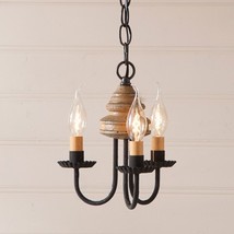 3 Arm Bellview Wood Country Chandelier in Pearwood Country Candelabra Lighting - £216.21 GBP