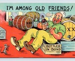 Comic Drunk in Booze Warehouse is Among Good Friends UNP Linen Postcard Q10 - $3.91
