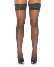 &#39;rhinestone Thigh High W/silicone Black O/s - £15.97 GBP