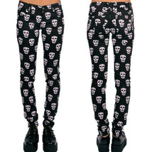 Tripp NYC May White Skulls Rock Goth Stretch Denim Womens Skinny Jeans Black NEW - £53.49 GBP
