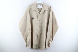 NOS Vintage 60s Mens Size Medium Long Mechanic Button Work Shirt Tan Beige USA - £26.86 GBP