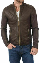 New Men&#39;s Brown Jacket 100% Soft Lambskin Leather Causal Slim Fit Wear J... - $2,143.75 MXN+