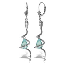 Galaxy Gold GG 4.56 CT. 14K White Gold Snake Earrings with Dangling Briolette Bl - £750.58 GBP