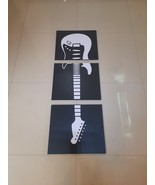 Black and White Wooden 3PC Guitar Set Wall Hanging Home Decor Art - $329.23 CAD