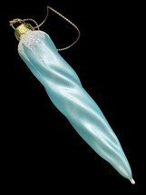Vintage Blue Icicle Ornament Glass 5&quot; Christmas Tree Decor - $12.00