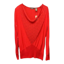 Verve Womens Pullover Sweater Red Long Sleeve Drape Neck Crochet L New - £17.82 GBP