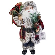 Fur Plaid Jacke tSanta Claus 18&quot; Gift Bag Caucasian - £22.64 GBP