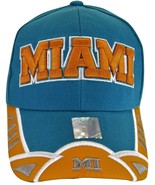 Miami Men&#39;s 2-Tone Curved Brim Adjustable Baseball Cap Aqua/Orange - £11.95 GBP