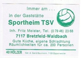 Matchbox Label Germany Gaststatte Sportheim TSV Waldbach - £0.77 GBP