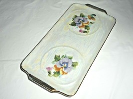 ESD Japan Porcelain Dish Purple Pansy Hand Painted Iridescent Rectangle ... - £11.99 GBP