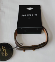 Forever 21 Men&#39;s Brown Leather Bracelet Adjustable Gold Stud New - £8.62 GBP