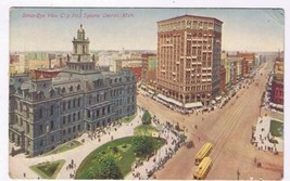 Michigan Postcard Detroit City Hall Square Birds Eye View - £2.18 GBP