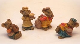 Mini Party Mice Resin Figurines Miniature Mouse Shelf Decor Set of 4 - $239.70 MXN