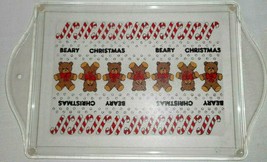 Beary Christmas Plastic Serving Tray Teddy Bears Holiday Serving Hanging Texture - £9.50 GBP