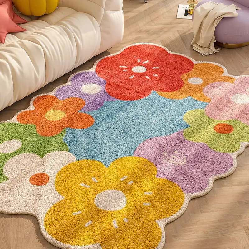 Floral Carpet for Living Room Plush Rug Children Bed Room Fluffy Floor C... - £18.03 GBP+