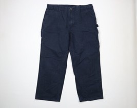 Vintage Carhartt Mens 42x32 Distressed Spell Out Loose Original Fit Pants Navy - £45.65 GBP