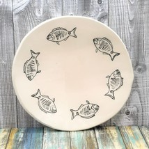 Handmade Ceramic Plate Wall Decor, Black And White Fish Plate Coastal Ho... - £92.34 GBP