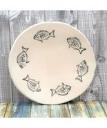 Handmade Ceramic Plate Wall Decor, Black And White Fish Plate Coastal Ho... - £92.56 GBP