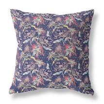 18 Midnight Blue Roses Indoor Outdoor Throw Pillow - £48.93 GBP