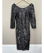 laundry By Shelli Segal Women&#39;s Black Long Sleeve Sequined Cocktail Dres... - €30,55 EUR
