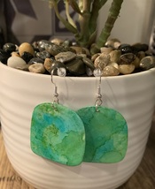 Green Handmade Resin Earrings - $12.00