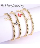 10Pcs Colorful Enamel Heart Charm Bracelet Gold Color Copper Bead Jewelr... - $39.41