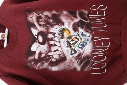 Vtg 90s Looney Tunes Mens 2XL Faded Tazmanian Devil Basketball Sweatshirt USA Item image 4