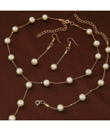 Fashion Women White Pearl Necklace Drop Earrings Bracelet Wedding Jewelr... - £13.37 GBP